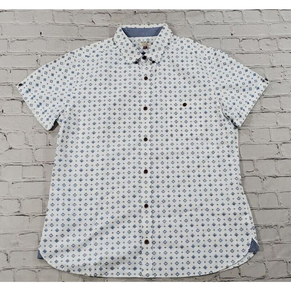 Next Shirting Patterned Laundered Short Sleeve Shirt MENS SIZE XL